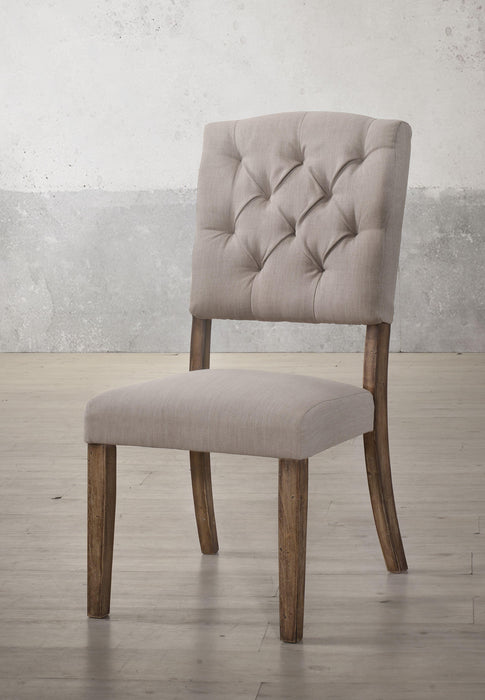 Bernard Cream Linen & Weathered Oak Side Chair - U&U Home Budget Furniture (Carteret, NJ)