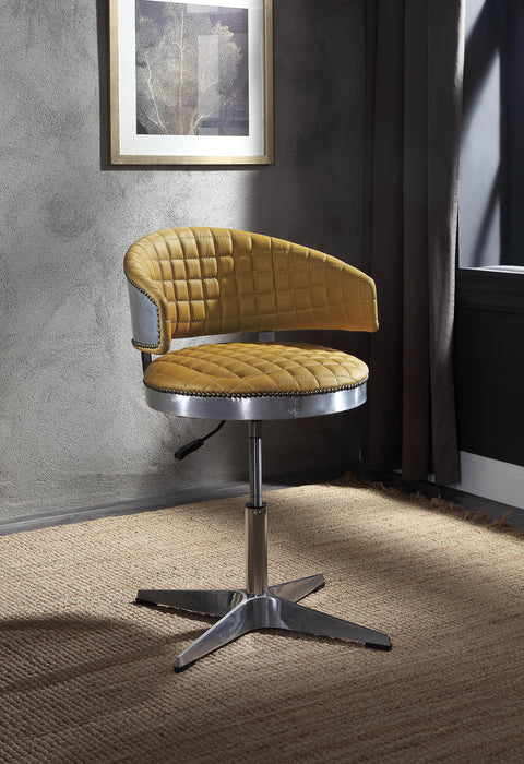 Brancaster Turmeric Top Grain Leather & Chrome Adjustable Chair w/Swivel - U&U Home Budget Furniture (Carteret, NJ)
