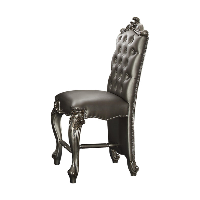 Versailles Silver PU & Antique Platinum Counter Height Chair - U&U Home Budget Furniture (Carteret, NJ)
