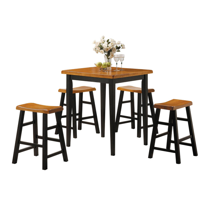 Gaucho Oak & Black Counter Height Set (5Pc Pk) - U&U Home Budget Furniture (Carteret, NJ)