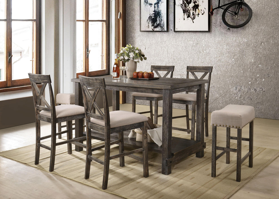 Martha II Weathered Gray Counter Height Table - U&U Home Budget Furniture (Carteret, NJ)