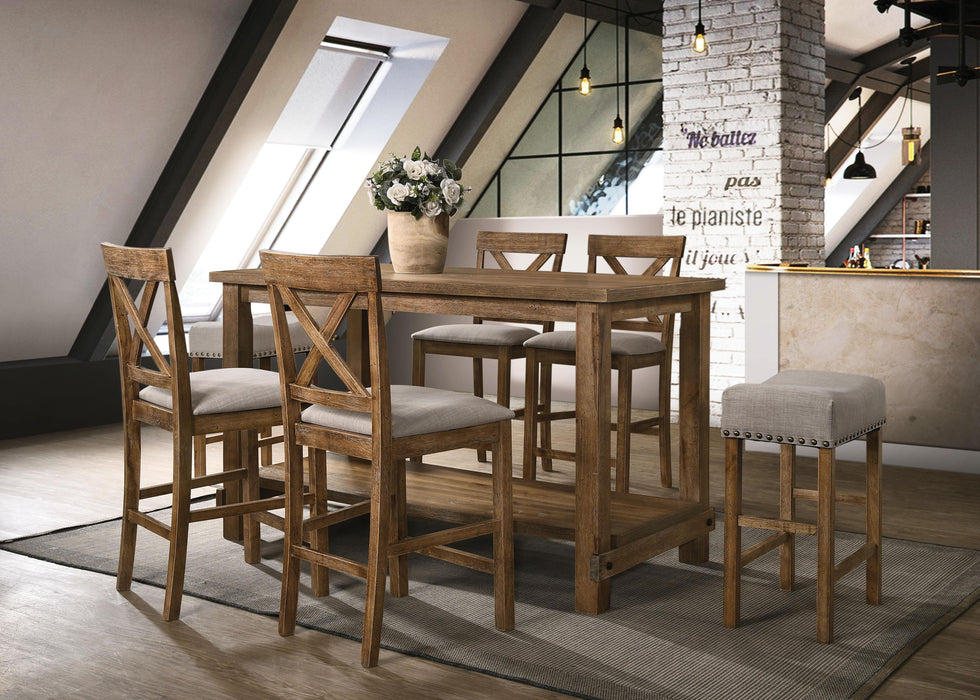 Martha II Weathered Oak Counter Height Table - U&U Home Budget Furniture (Carteret, NJ)