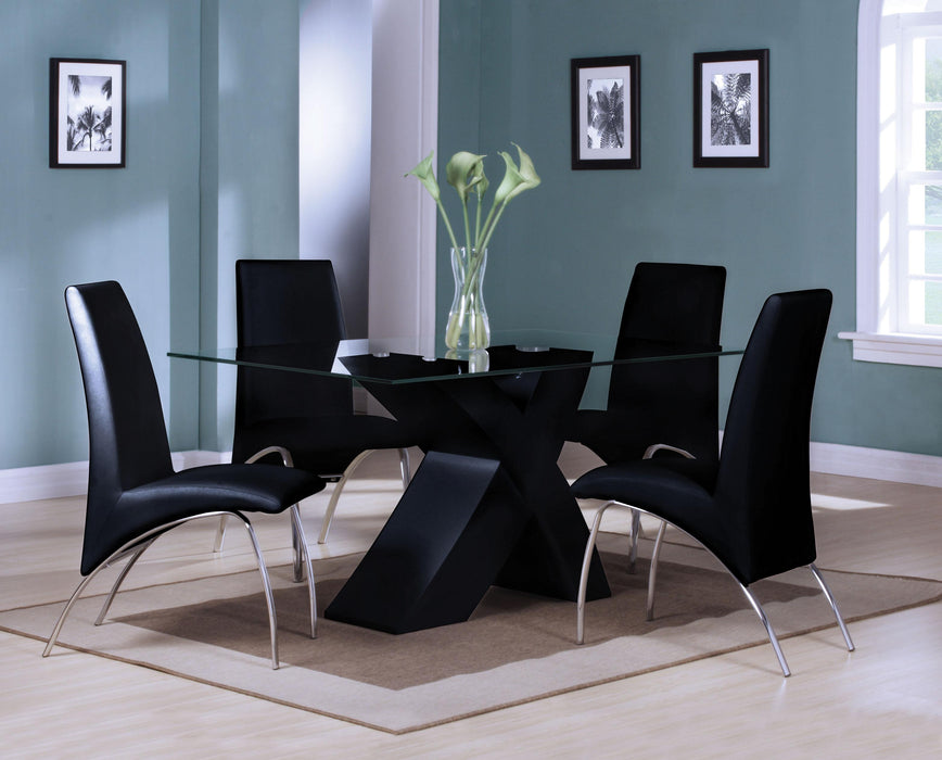 Pervis Black & Clear Glass Dining Table - U&U Home Budget Furniture (Carteret, NJ)