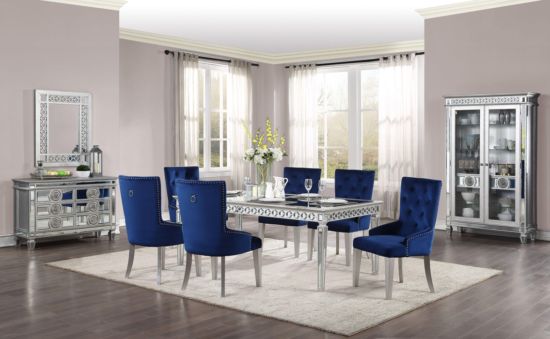 Varian Mirrored & Antique Platinum Dining Table (72"L) - U&U Home Budget Furniture (Carteret, NJ)