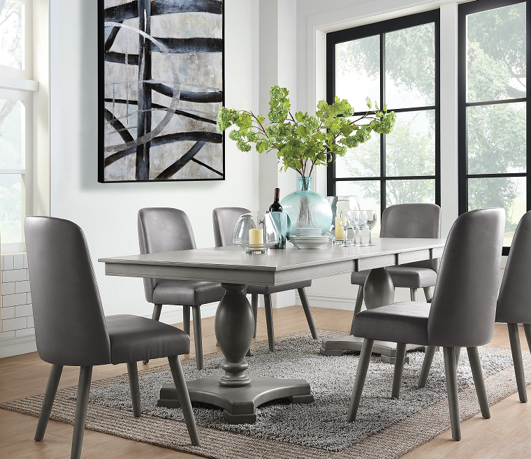 Waylon Gray Oak Dining Table - U&U Home Budget Furniture (Carteret, NJ)