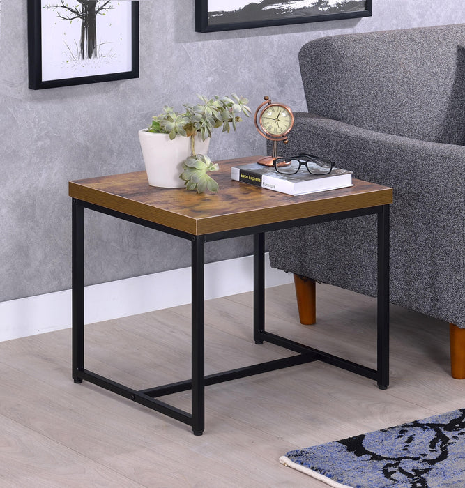 Bob Weathered Oak & Black End Table - U&U Home Budget Furniture (Carteret, NJ)