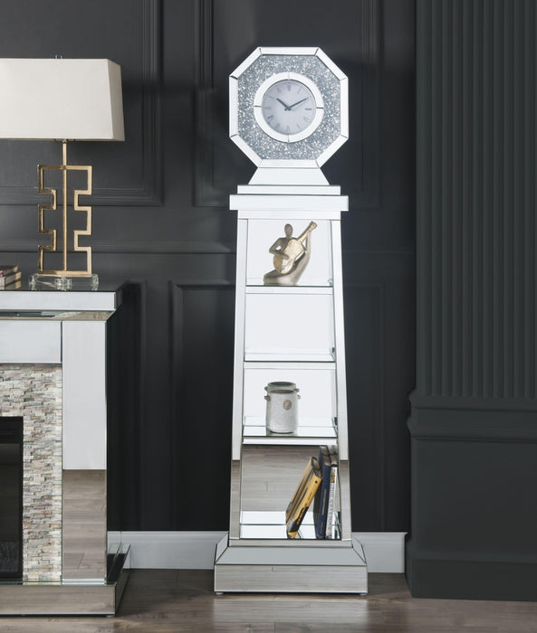 Noralie Mirrored & Faux Diamonds Grandfather Clock - U&U Home Budget Furniture (Carteret, NJ)