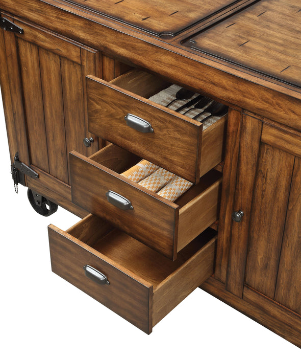Kabili Antique Tobacco Kitchen Cart - U&U Home Budget Furniture (Carteret, NJ)