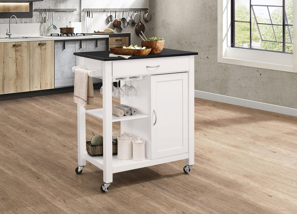 Ottawa Black & White Kitchen Cart - U&U Home Budget Furniture (Carteret, NJ)