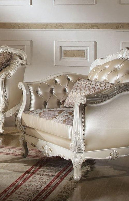 Acme Chantelle Living Room Chair w/Pillow in Pearl White 53542 - U&U Home Budget Furniture (Carteret, NJ)