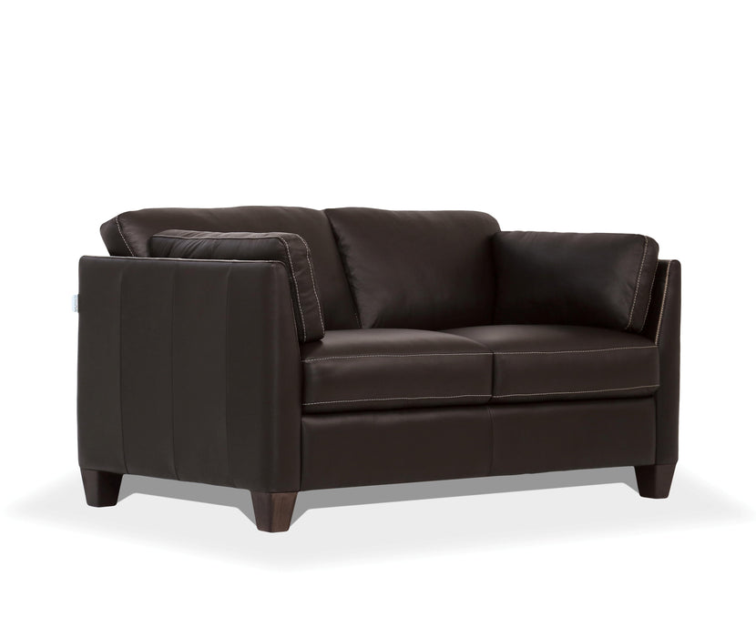 Matias Chocolate Leather Loveseat - U&U Home Budget Furniture (Carteret, NJ)