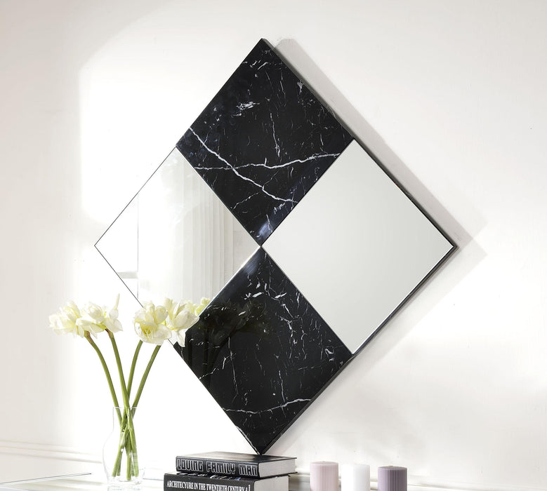 Angwin Mirrored & Faux Marble Accent Mirror (Wall) - U&U Home Budget Furniture (Carteret, NJ)