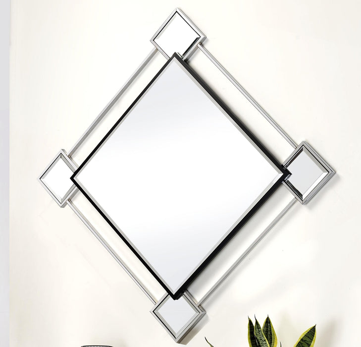 Asbury Mirrored & Chrome Accent Mirror (Wall) - U&U Home Budget Furniture (Carteret, NJ)