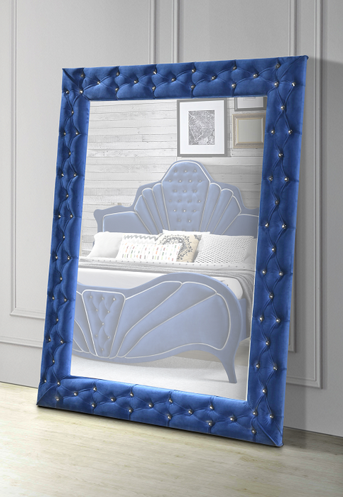Dante Blue Velvet Accent Floor Mirror - U&U Home Budget Furniture (Carteret, NJ)
