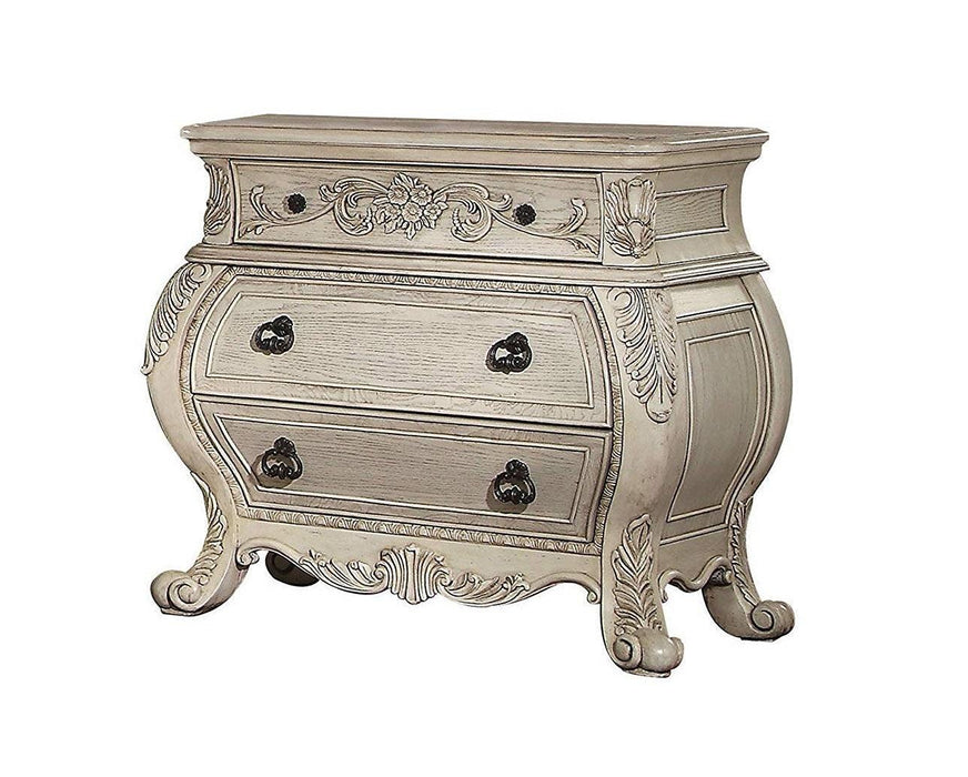 Acme Ragenardus Nightstand in Antique White 27013 - U&U Home Budget Furniture (Carteret, NJ)