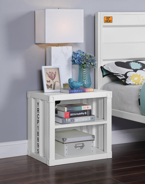 Cargo White Nightstand (USB) - U&U Home Budget Furniture (Carteret, NJ)