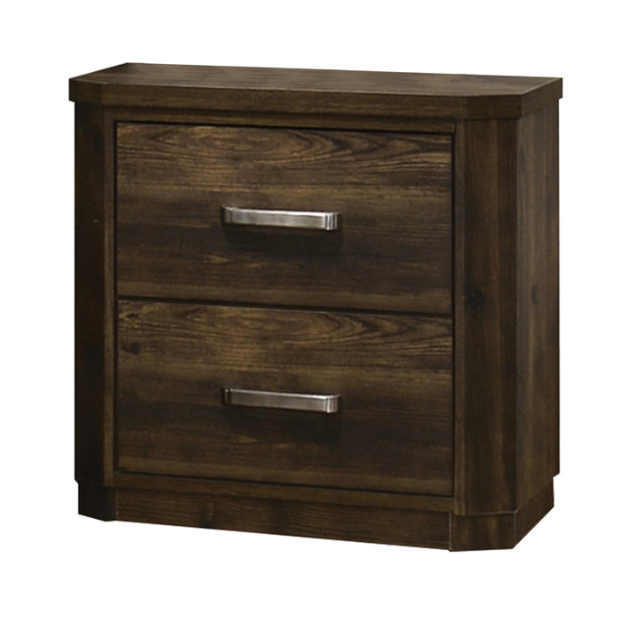 Elettra Rustic Walnut Nightstand - U&U Home Budget Furniture (Carteret, NJ)