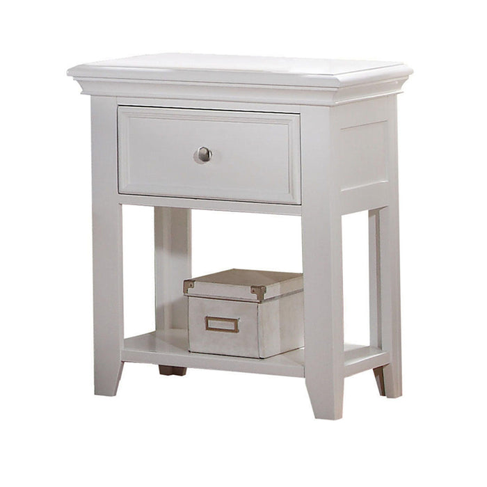 Lacey White Nightstand (1 DRAWER) - U&U Home Budget Furniture (Carteret, NJ)