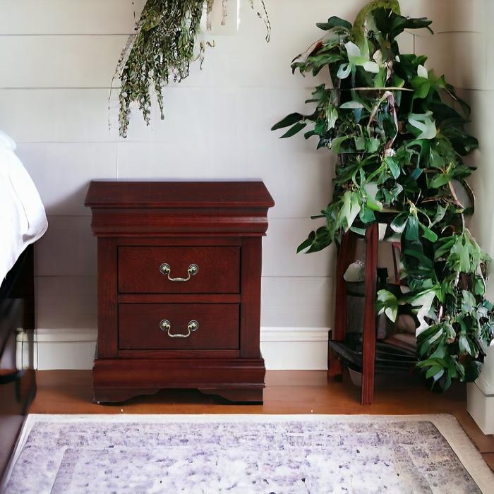 Louis Philippe Cherry Nightstand - U&U Home Budget Furniture (Carteret, NJ)