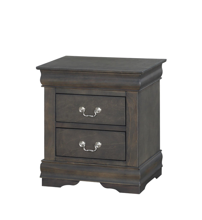 Louis Philippe Dark Gray Nightstand - U&U Home Budget Furniture (Carteret, NJ)