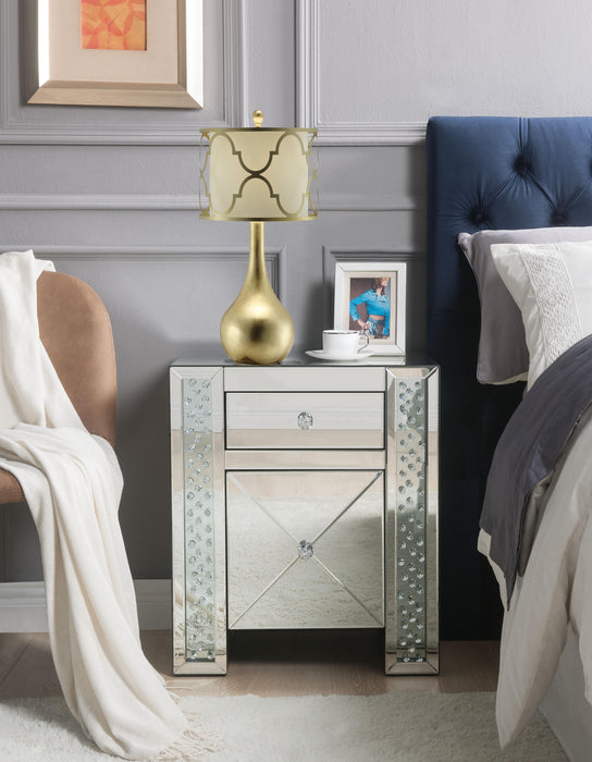 Maisha Mirrored & Faux Crystals Accent Table - U&U Home Budget Furniture (Carteret, NJ)