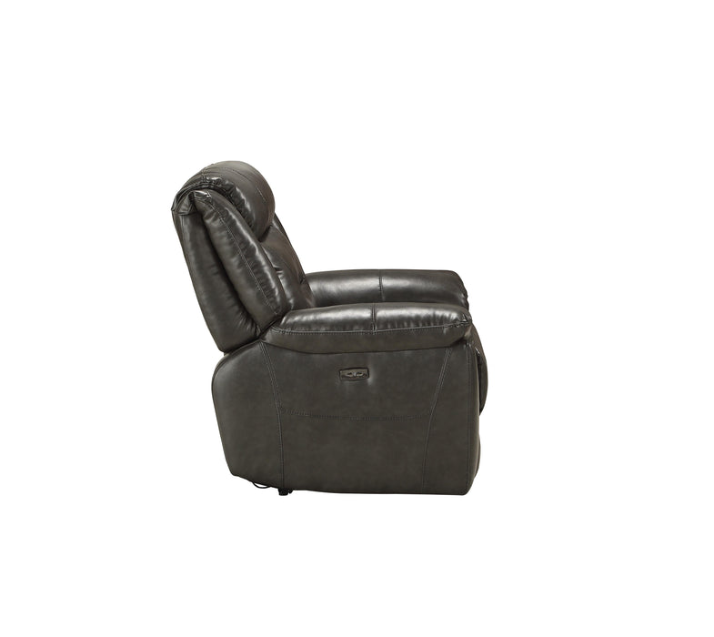Imogen Gray Leather-Aire Recliner (Power Motion) - U&U Home Budget Furniture (Carteret, NJ)