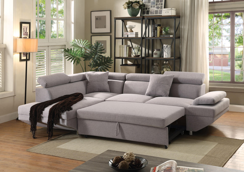 Jemima Gray Fabric Sectional Sofa w/Sleeper - U&U Home Budget Furniture (Carteret, NJ)