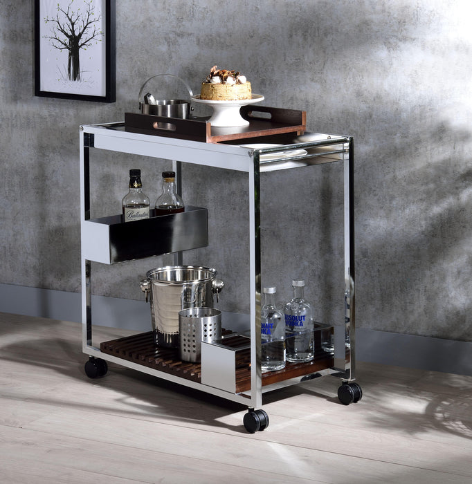Lisses Chrome Serving Cart - U&U Home Budget Furniture (Carteret, NJ)