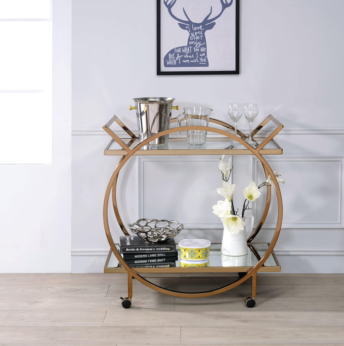 Traverse Champagne & Mirrored Serving Cart - U&U Home Budget Furniture (Carteret, NJ)