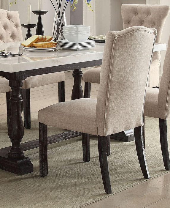 Acme Furniture Gerardo Upholstered Side Chair in Beige and Espresso (Set of 2) 60822 - U&U Home Budget Furniture (Carteret, NJ)