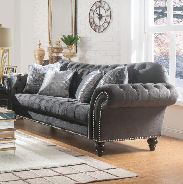 Acme Furniture Gaura Sofa in Dark Gray Velvet 53090 - U&U Home Budget Furniture (Carteret, NJ)