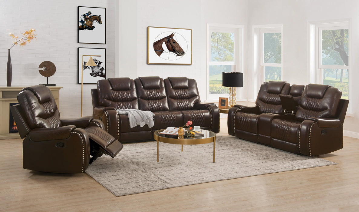 Braylon Brown PU Sofa (Motion) - U&U Home Budget Furniture (Carteret, NJ)