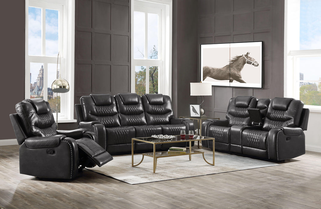 Braylon Magnetite PU Sofa (Motion) - U&U Home Budget Furniture (Carteret, NJ)