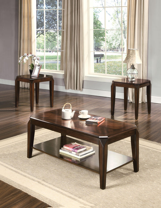 Docila Walnut Coffee/End Table Set (3Pc Pk) - U&U Home Budget Furniture (Carteret, NJ)