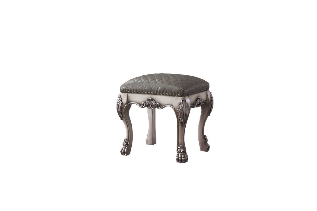 Dresden Vintage Bone White & PU Vanity Stool - U&U Home Budget Furniture (Carteret, NJ)