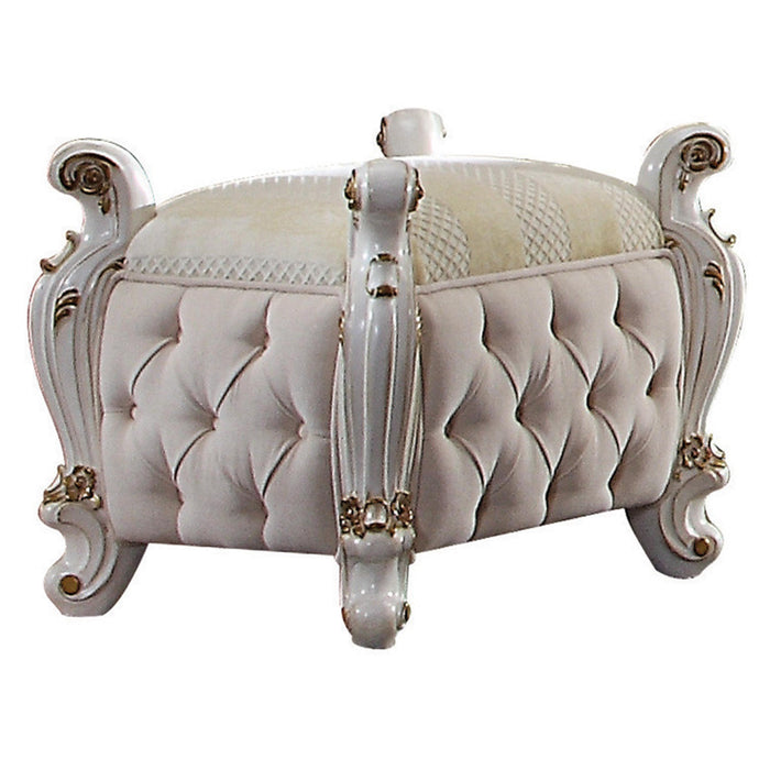 Picardy Fabric & Antique Pearl Vanity Stool - U&U Home Budget Furniture (Carteret, NJ)