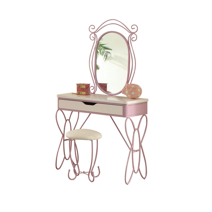 Priya II White & Light Purple Vanity Set - U&U Home Budget Furniture (Carteret, NJ)