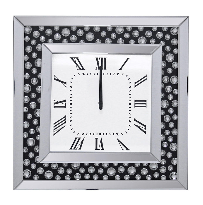 Marku Mirrored & Faux GemStones Wall Clock - U&U Home Budget Furniture (Carteret, NJ)