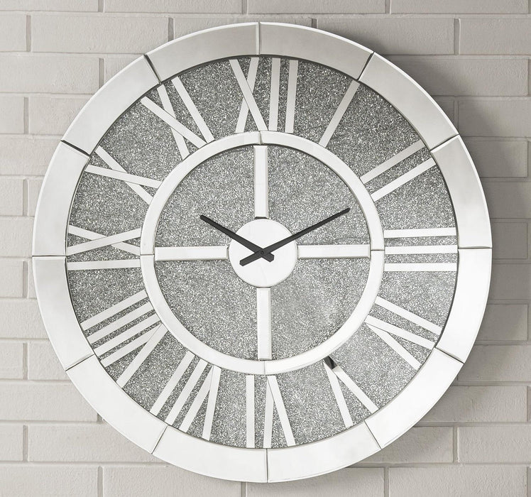 Nowles Mirrored Wall Clock - U&U Home Budget Furniture (Carteret, NJ)