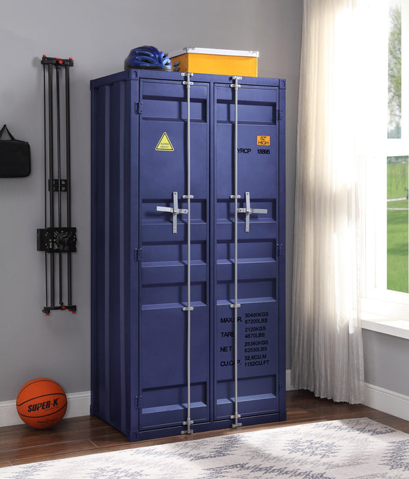 Cargo Blue Wardrobe (Double Door) - U&U Home Budget Furniture (Carteret, NJ)