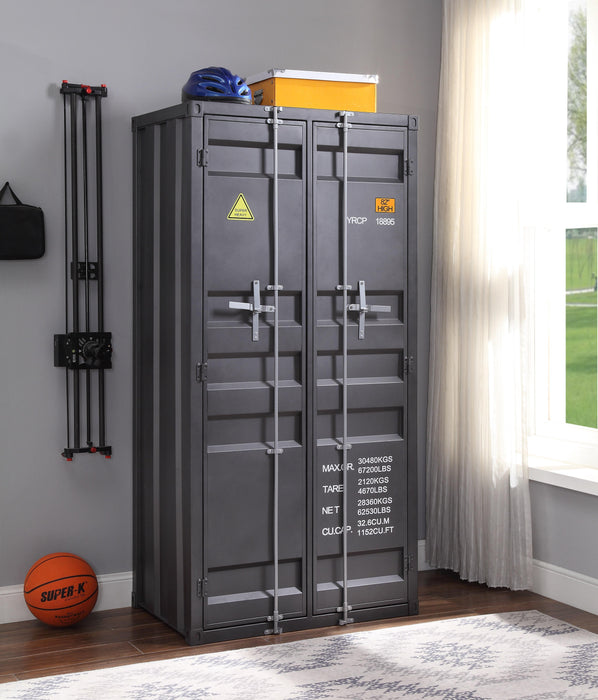 Cargo Gunmetal Wardrobe (Double Door) - U&U Home Budget Furniture (Carteret, NJ)
