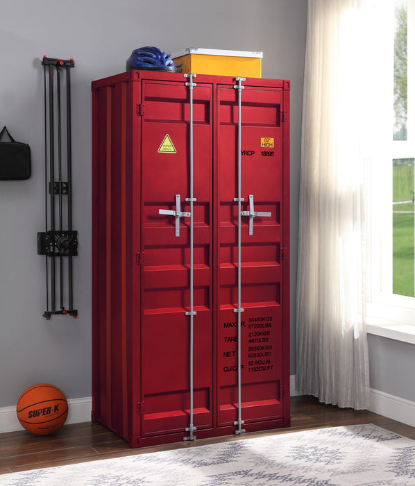 Cargo Red Wardrobe (Double Door) - U&U Home Budget Furniture (Carteret, NJ)