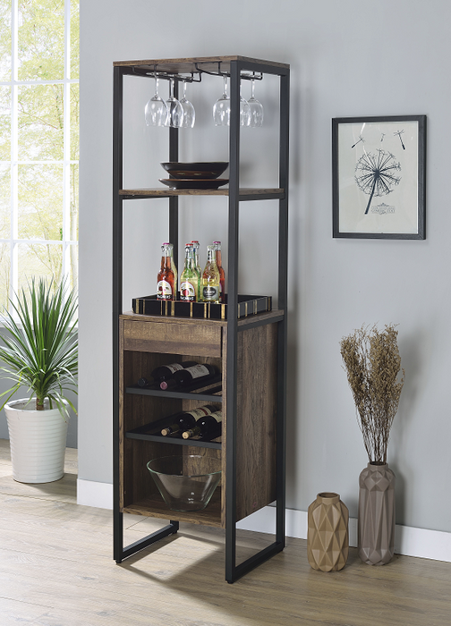 Narik Weathered Oak Wine Rack - U&U Home Budget Furniture (Carteret, NJ)