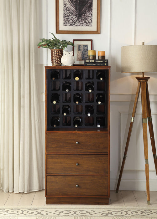 Wiesta Walnut Wine Cabinet - U&U Home Budget Furniture (Carteret, NJ)