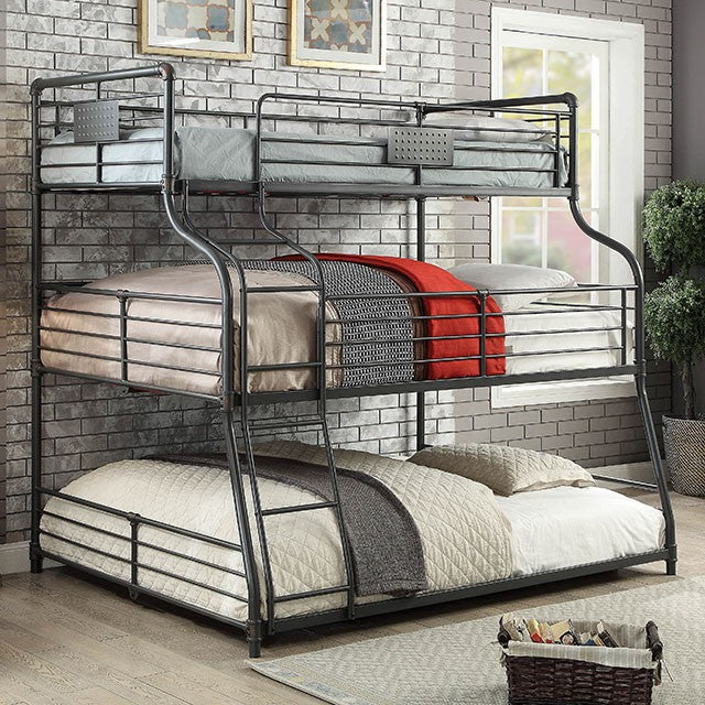 Olga III Sand Black Twin/Full/Queen Bunk Bed - U&U Home Budget Furniture (Carteret, NJ)