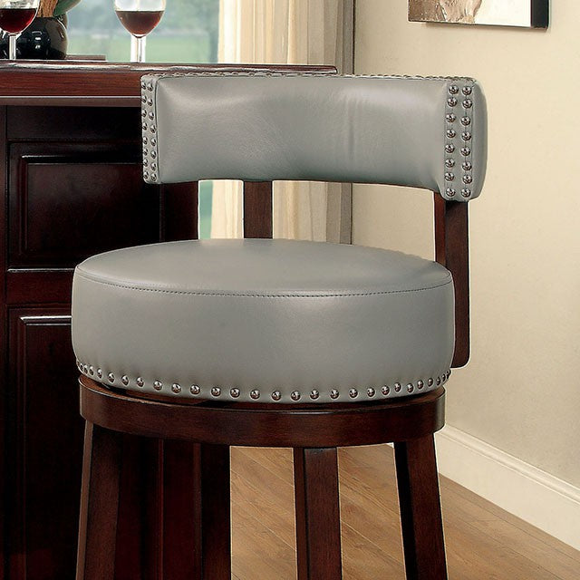 SHIRLEY Dark Oak/Gray 29" Bar Stool - U&U Home Budget Furniture (Carteret, NJ)