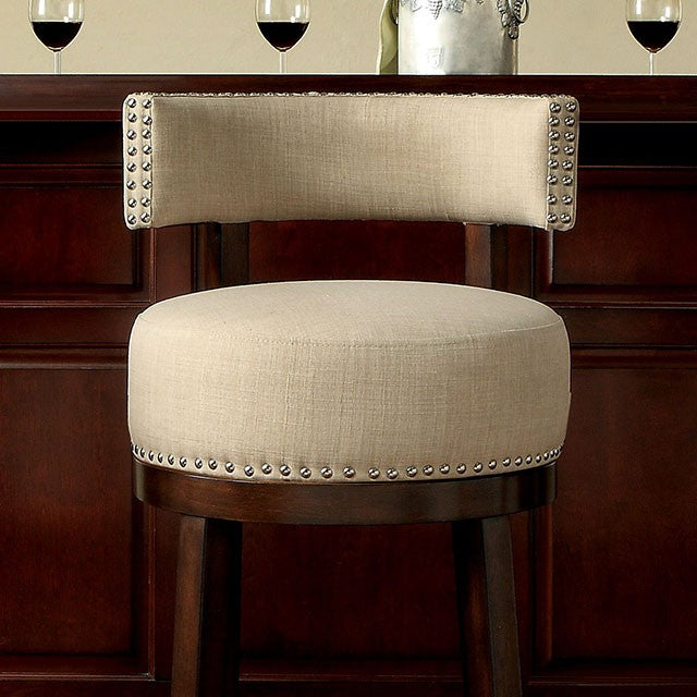 LYNSEY Dark Oak/Beige 24" Bar Stool - U&U Home Budget Furniture (Carteret, NJ)
