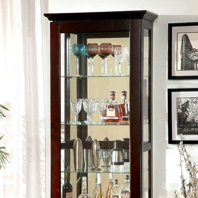 LUDDEN Dark Walnut Curio - U&U Home Budget Furniture (Carteret, NJ)
