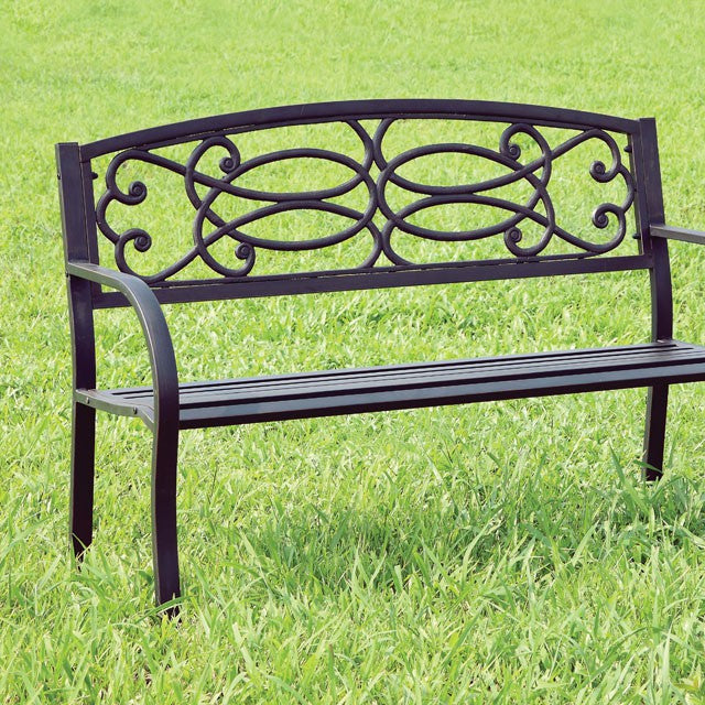POTTER Black Patio Steel Bench - U&U Home Budget Furniture (Carteret, NJ)