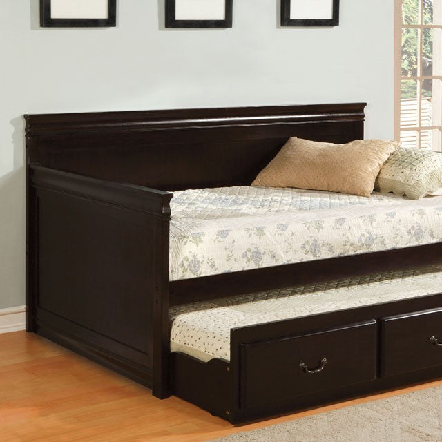 SAHARA Espresso Daybed w/ Twin Trundle, Espresso - U&U Home Budget Furniture (Carteret, NJ)